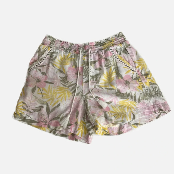 Briggs Women’s Linen Blend Pull-On Shorts Floral Tassels Pockets Medium - Picture 4 of 11